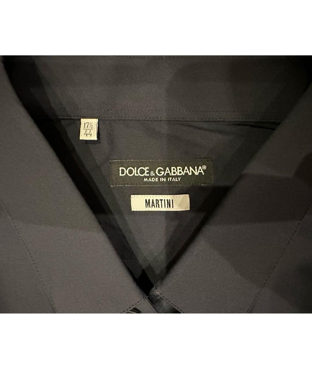 DOLCE&GABBANA Темно-синяя хлопковая классическая рубашка, фото 2