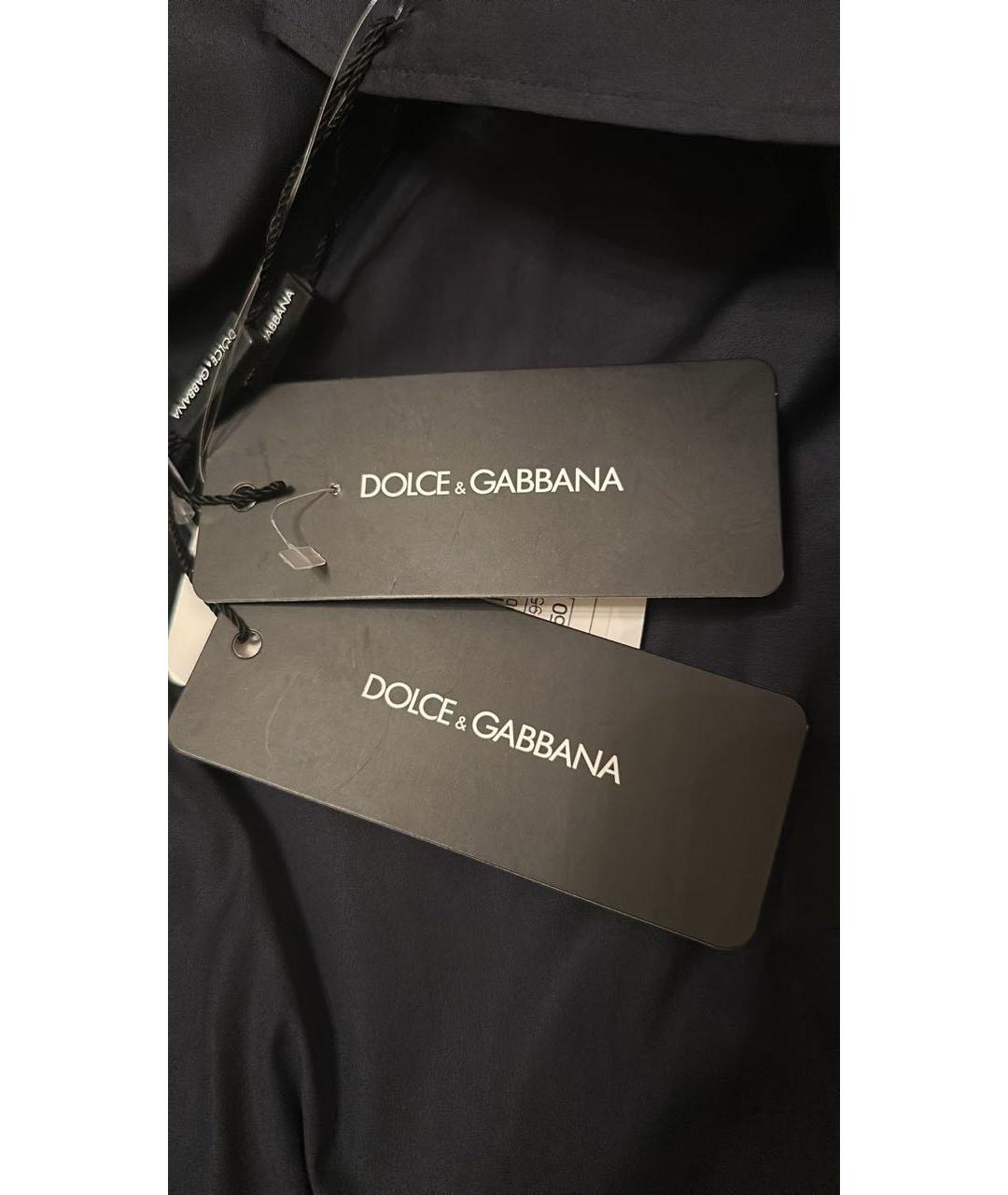 DOLCE&GABBANA Темно-синяя хлопковая классическая рубашка, фото 7