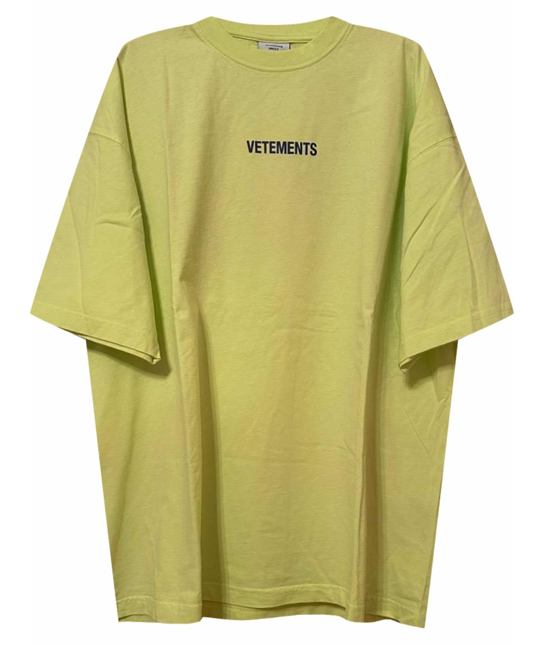 VETEMENTS Салатовая хлопковая футболка, фото 1
