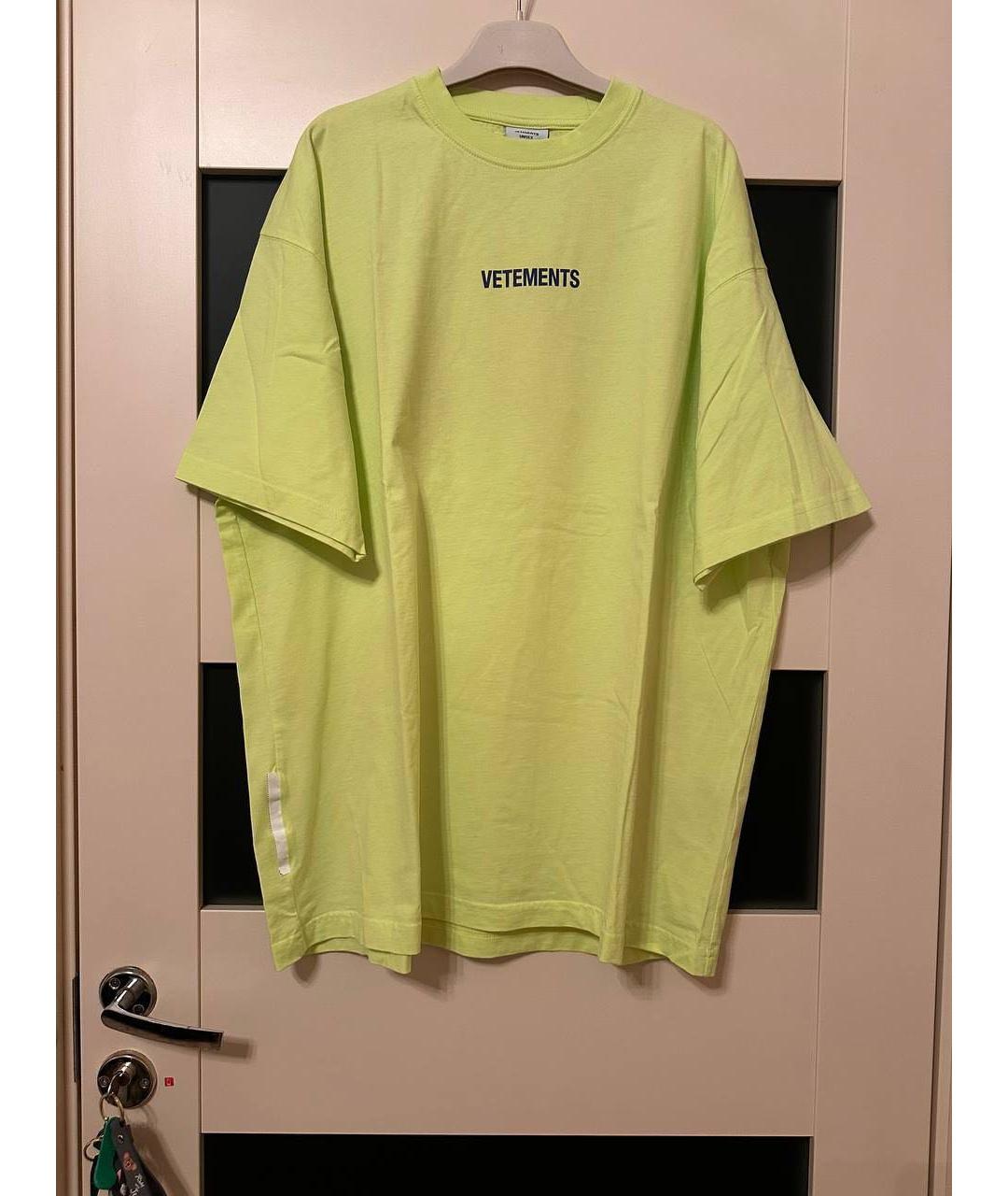 VETEMENTS Салатовая хлопковая футболка, фото 5