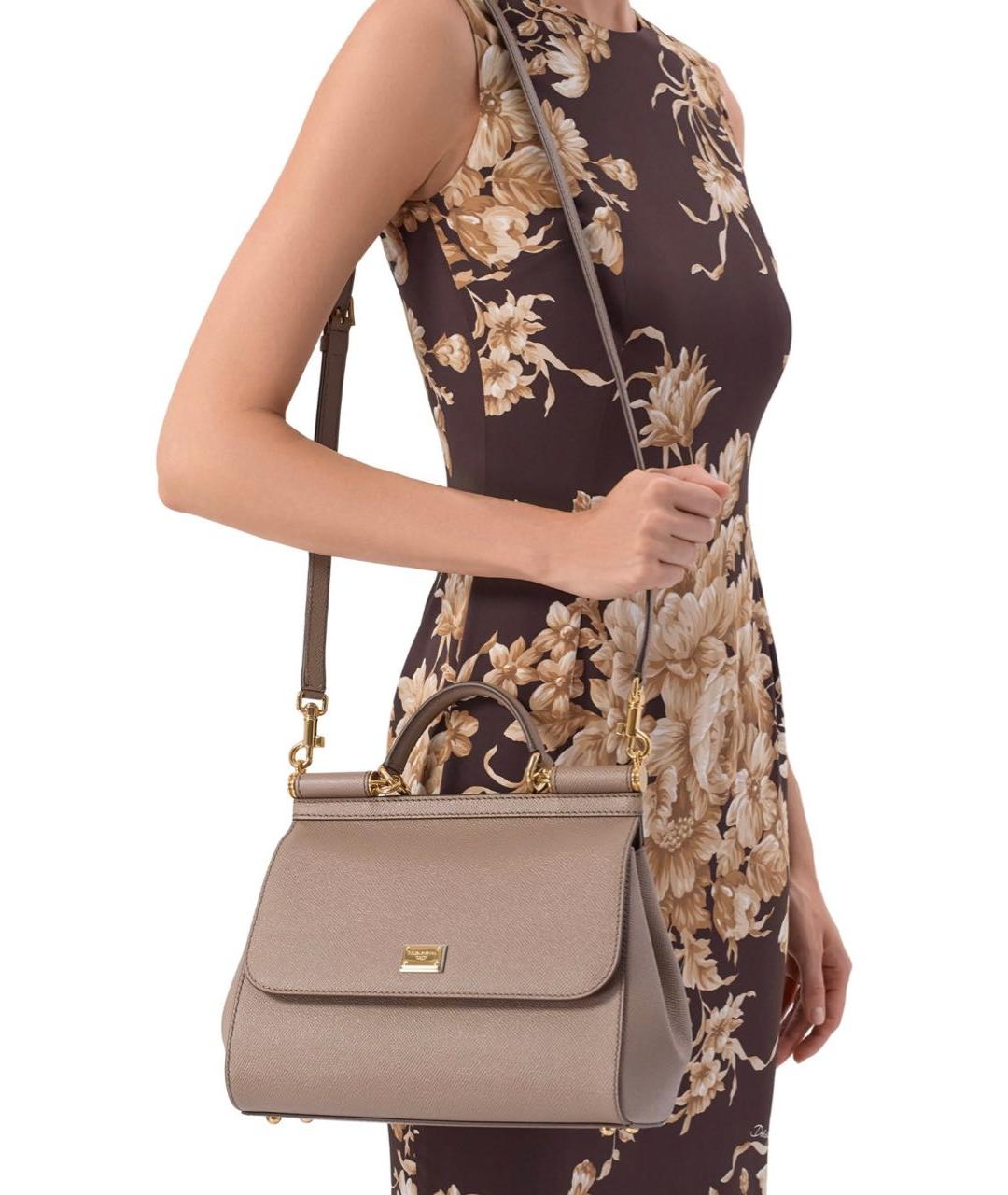 DOLCE&GABBANA Серая кожаная сумка через плечо, фото 7