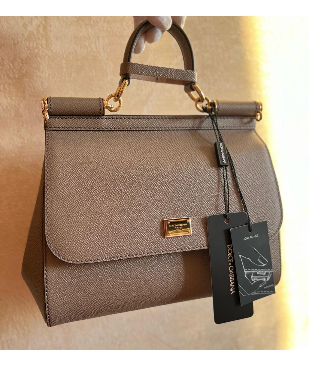 DOLCE&GABBANA Серая кожаная сумка через плечо, фото 5