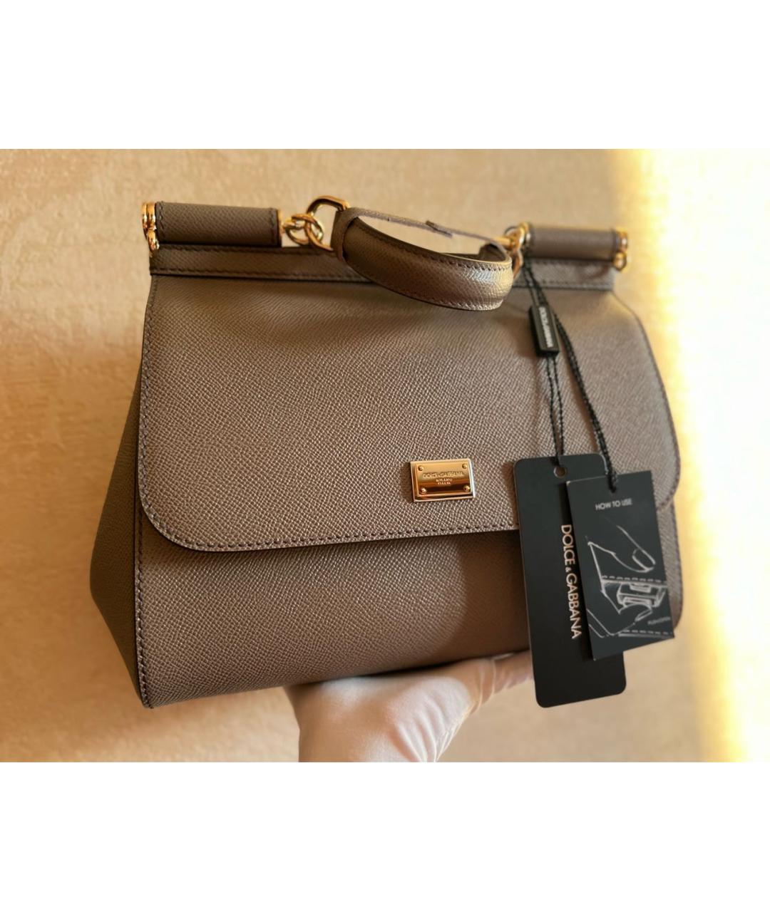 DOLCE&GABBANA Серая кожаная сумка через плечо, фото 6