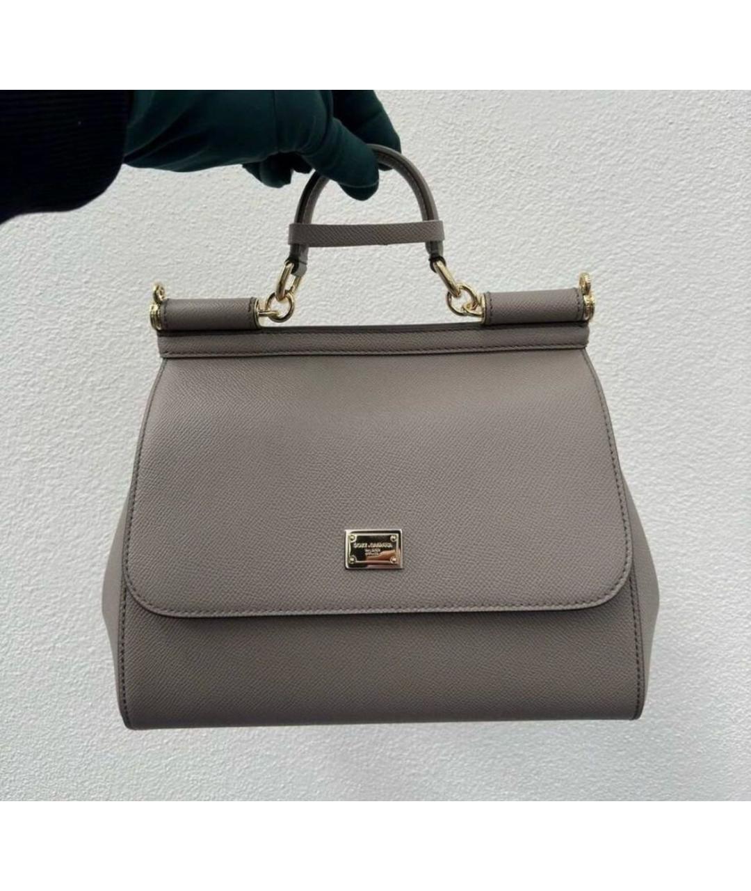 DOLCE&GABBANA Серая кожаная сумка через плечо, фото 5