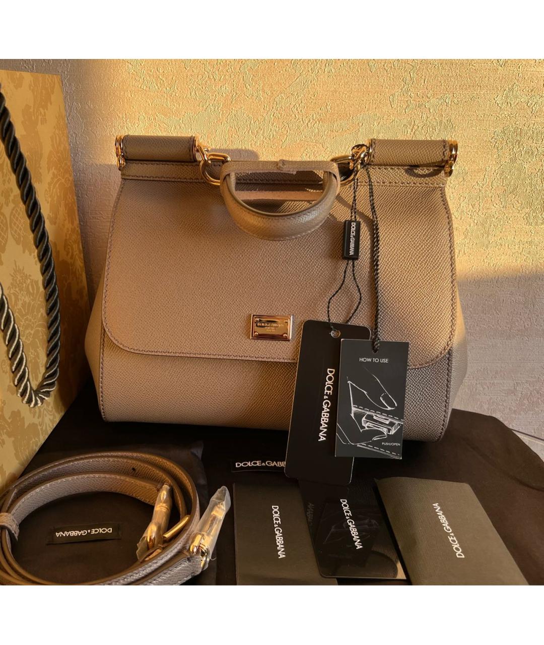 DOLCE&GABBANA Серая кожаная сумка через плечо, фото 8