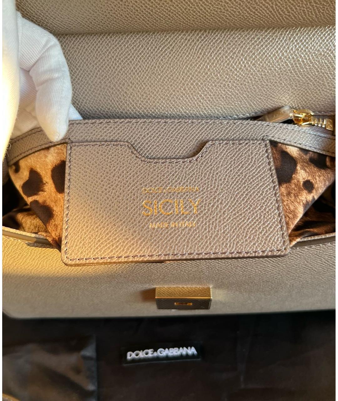 DOLCE&GABBANA Серая кожаная сумка через плечо, фото 4