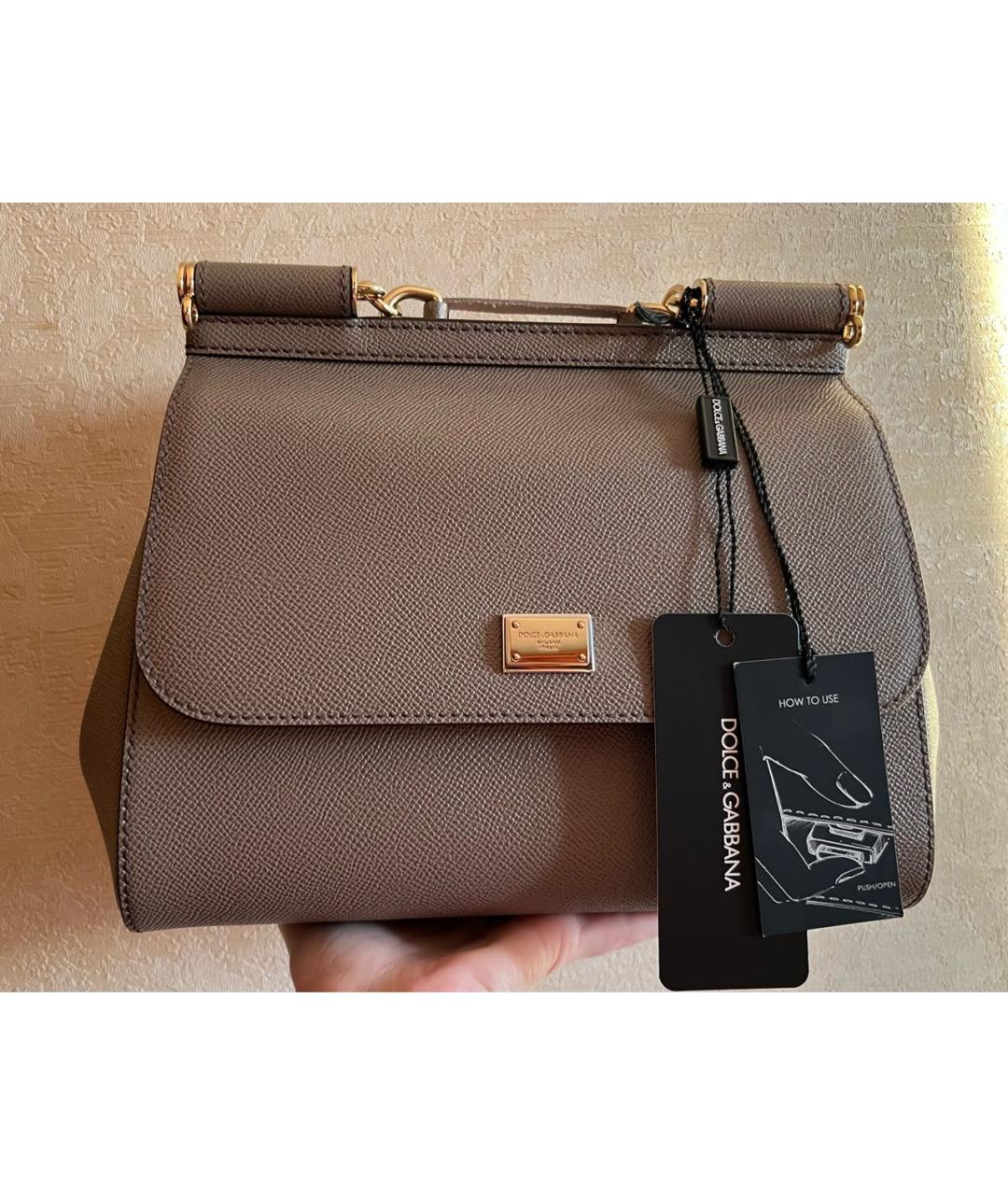 DOLCE&GABBANA Серая кожаная сумка через плечо, фото 7