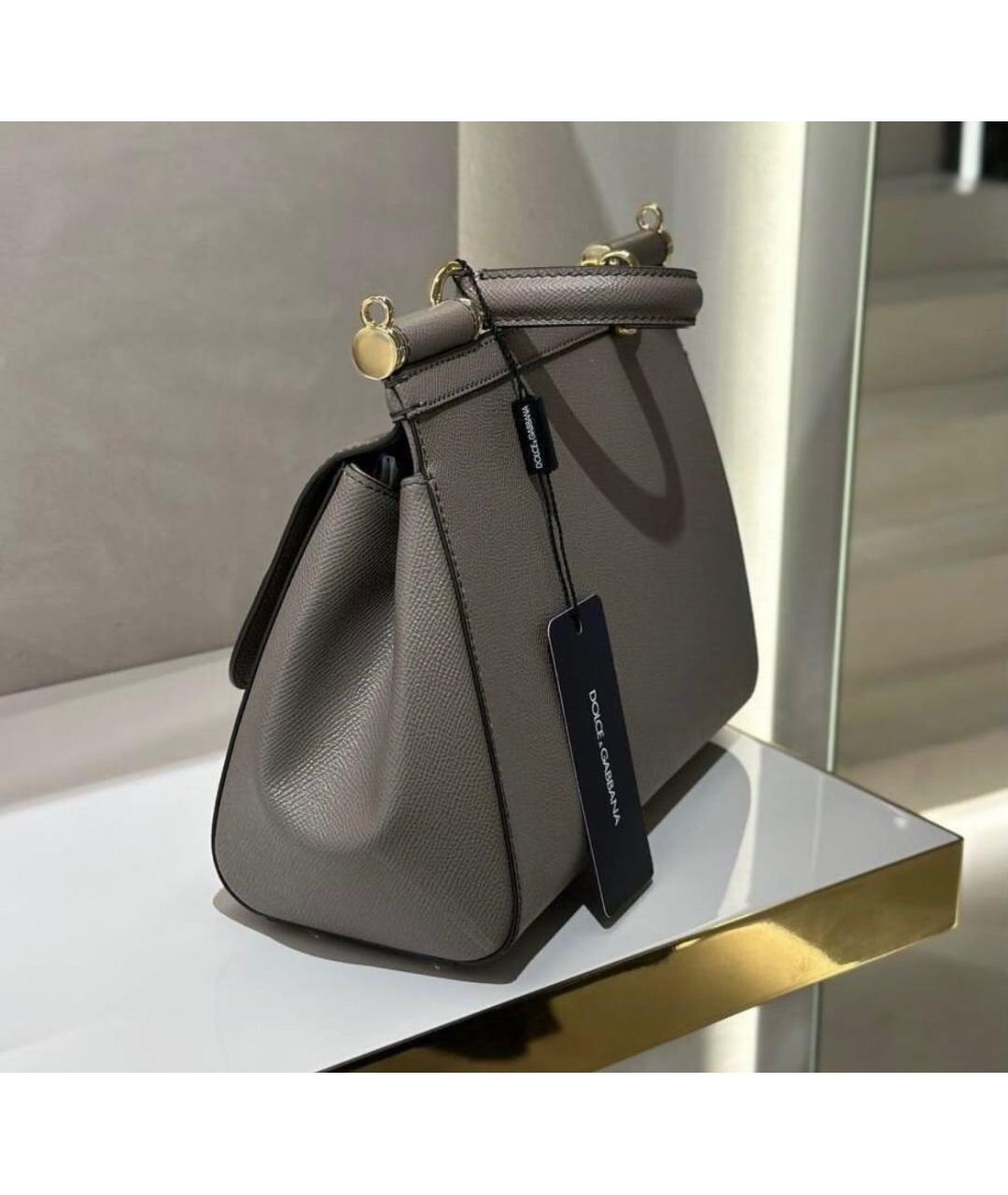 DOLCE&GABBANA Серая кожаная сумка через плечо, фото 3