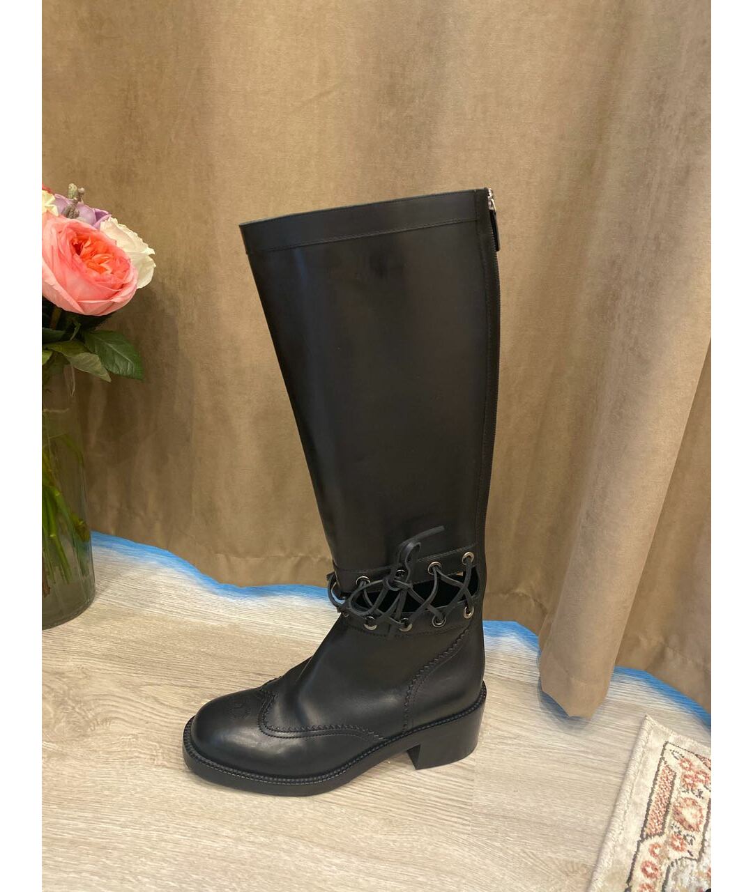 CHANEL Черные кожаные сапоги, фото 8