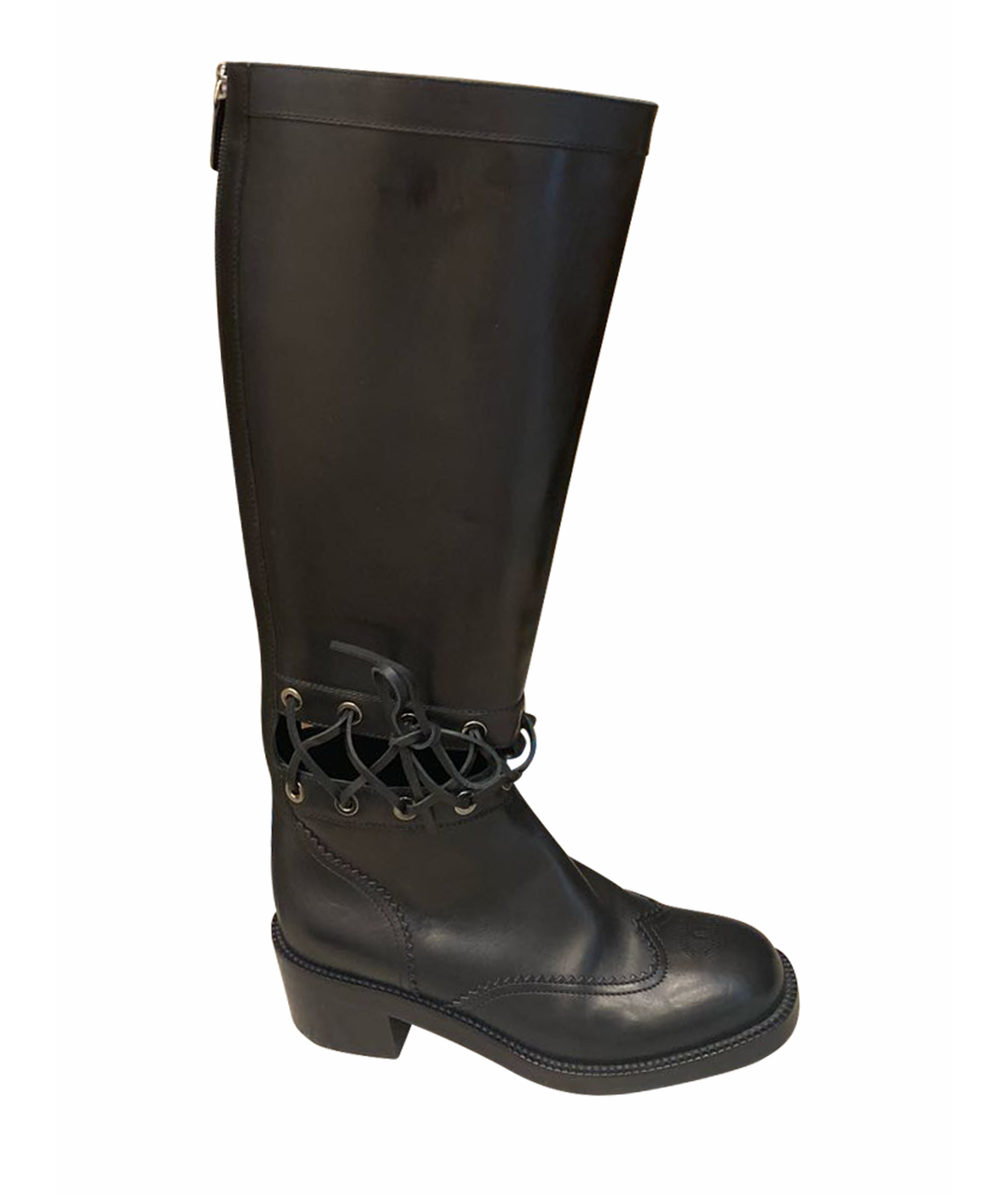 CHANEL Черные кожаные сапоги, фото 1