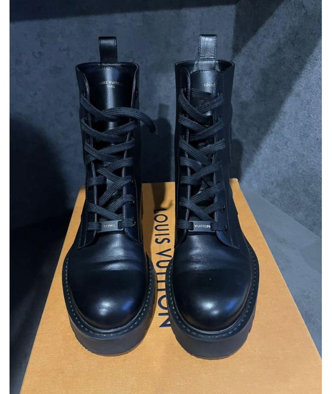 LOUIS VUITTON Черные кожаные ботинки, фото 2