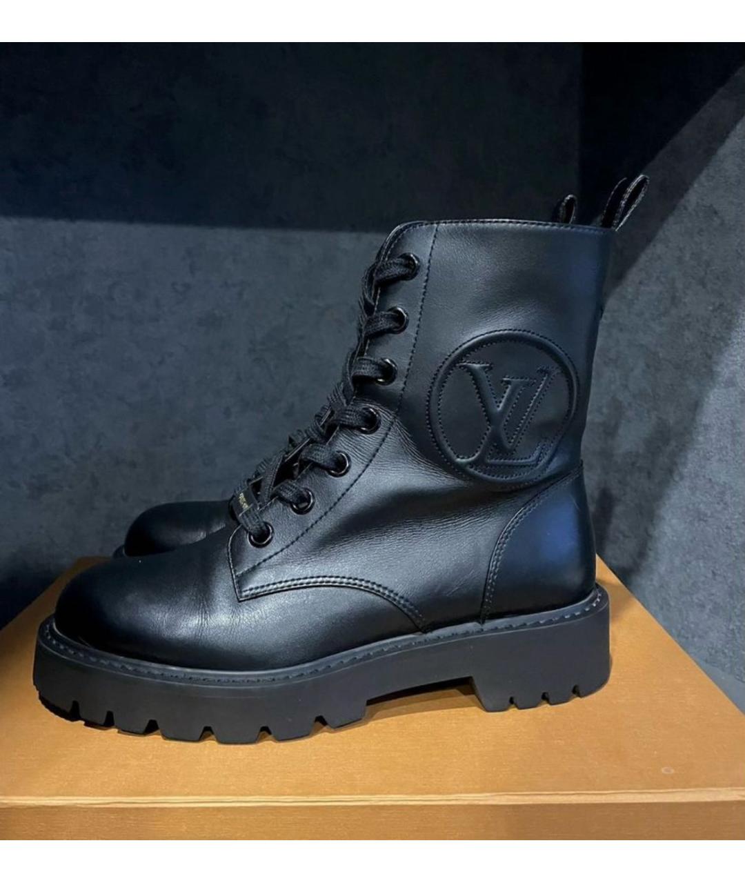LOUIS VUITTON Черные кожаные ботинки, фото 4