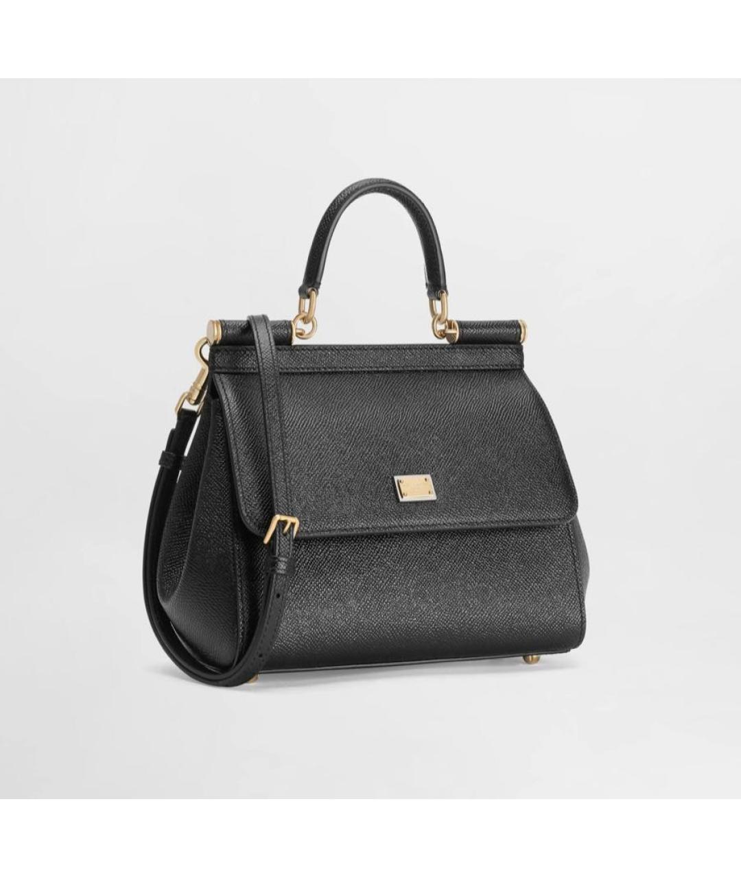 DOLCE&GABBANA Черная кожаная сумка с короткими ручками, фото 2