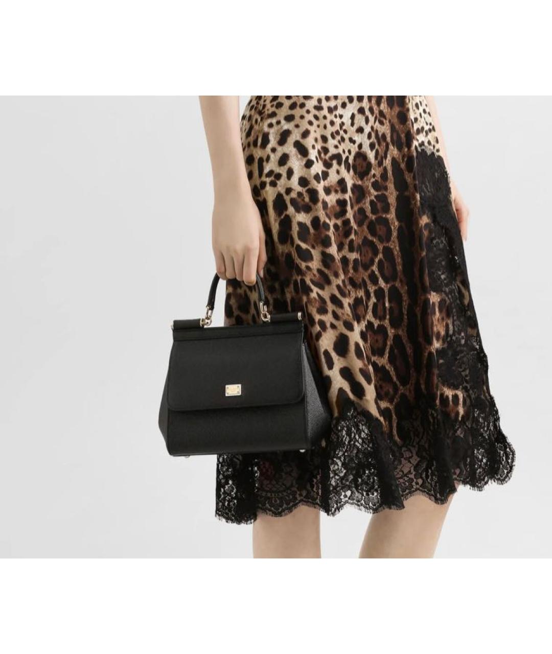 DOLCE&GABBANA Черная кожаная сумка с короткими ручками, фото 5