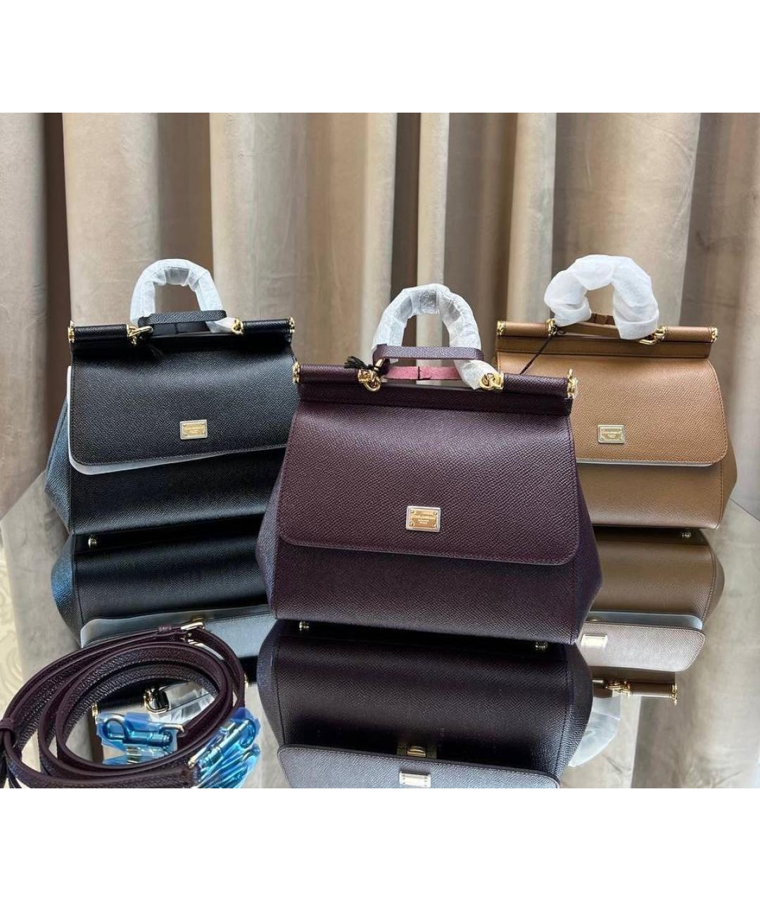 DOLCE&GABBANA Черная кожаная сумка с короткими ручками, фото 2