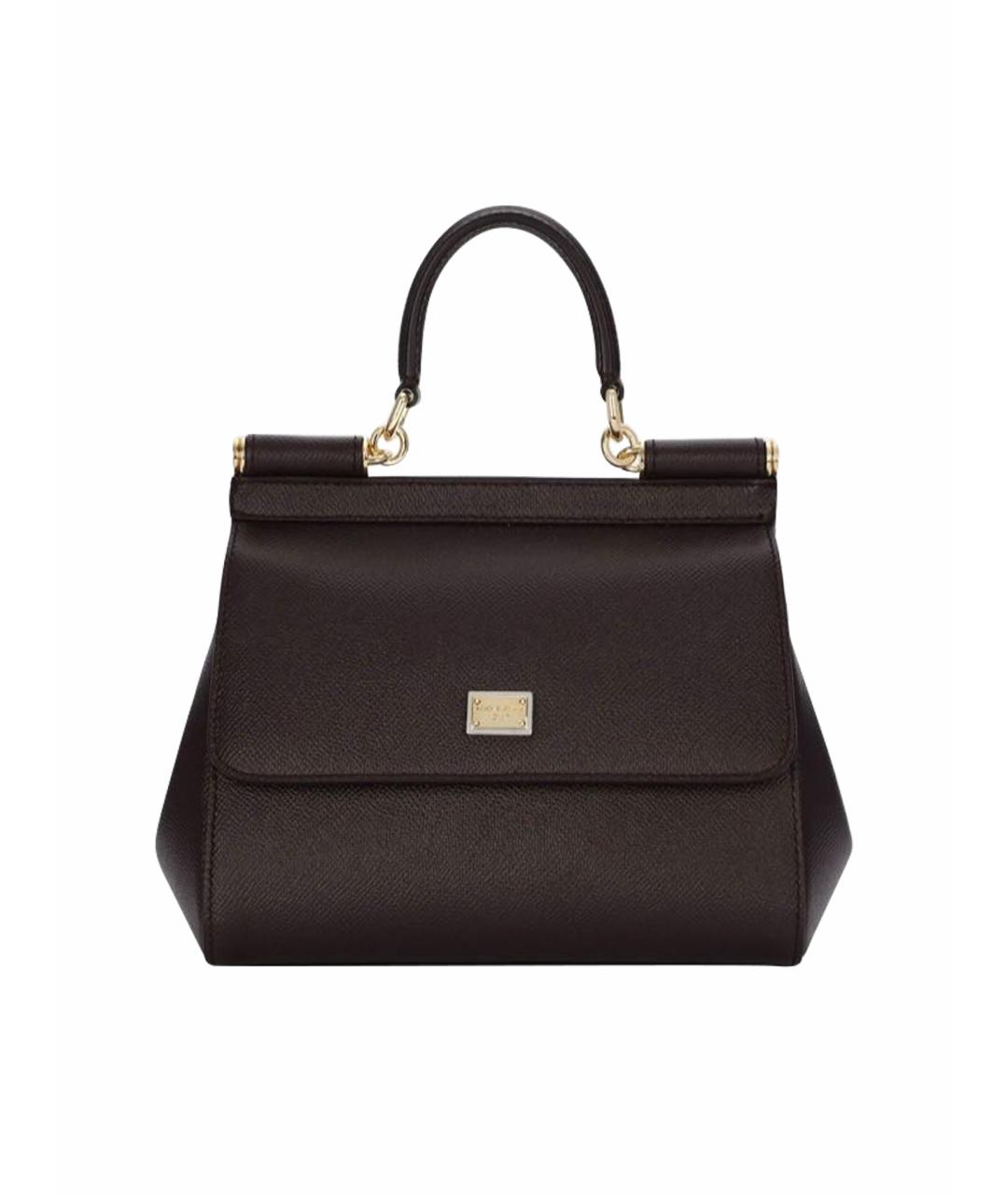 DOLCE&GABBANA Коричневая кожаная сумка с короткими ручками, фото 1