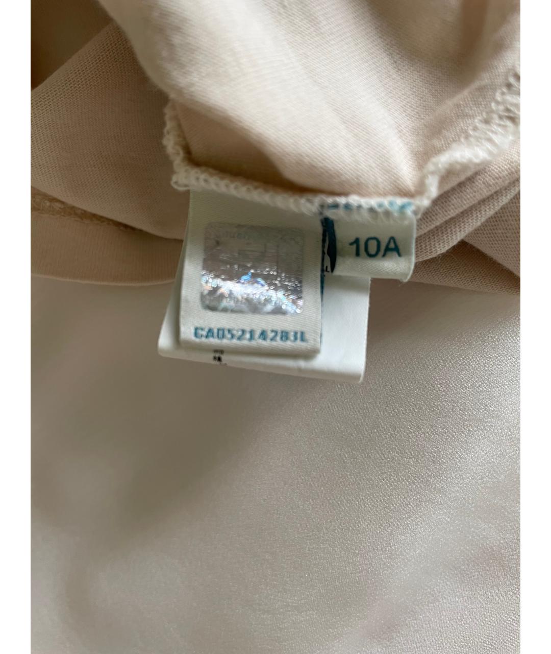 FENDI Бежевая хлопковая детская футболка, фото 5