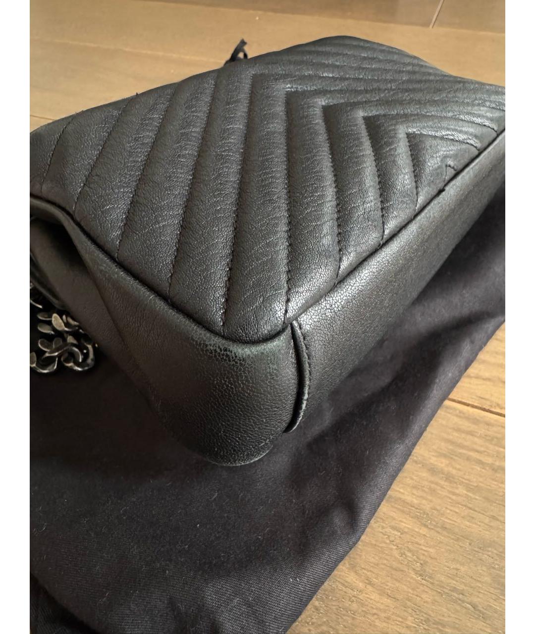 SAINT LAURENT Черная кожаная сумка с короткими ручками, фото 8