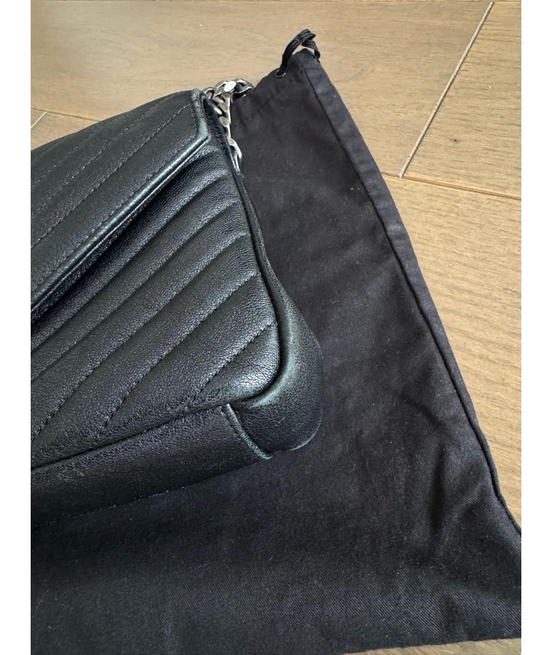 SAINT LAURENT Черная кожаная сумка с короткими ручками, фото 6