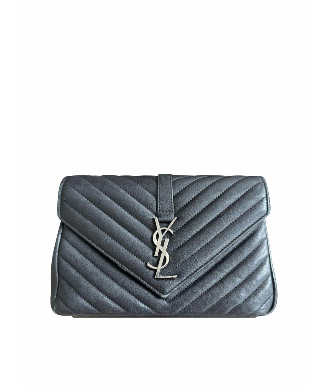 SAINT LAURENT Черная кожаная сумка с короткими ручками, фото 1