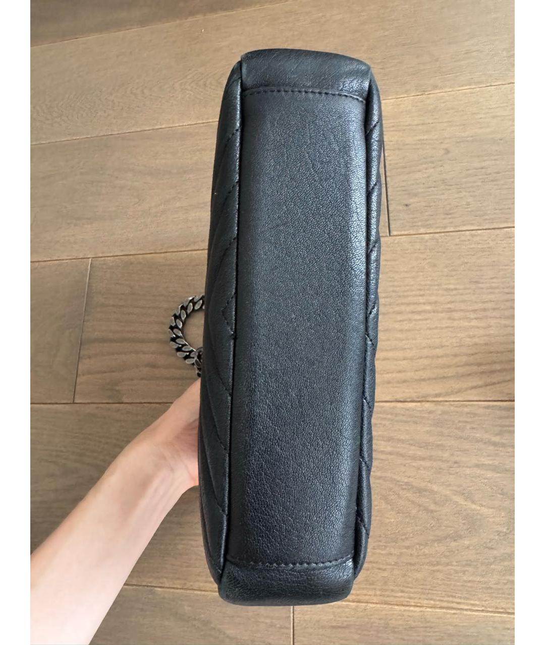 SAINT LAURENT Черная кожаная сумка с короткими ручками, фото 5