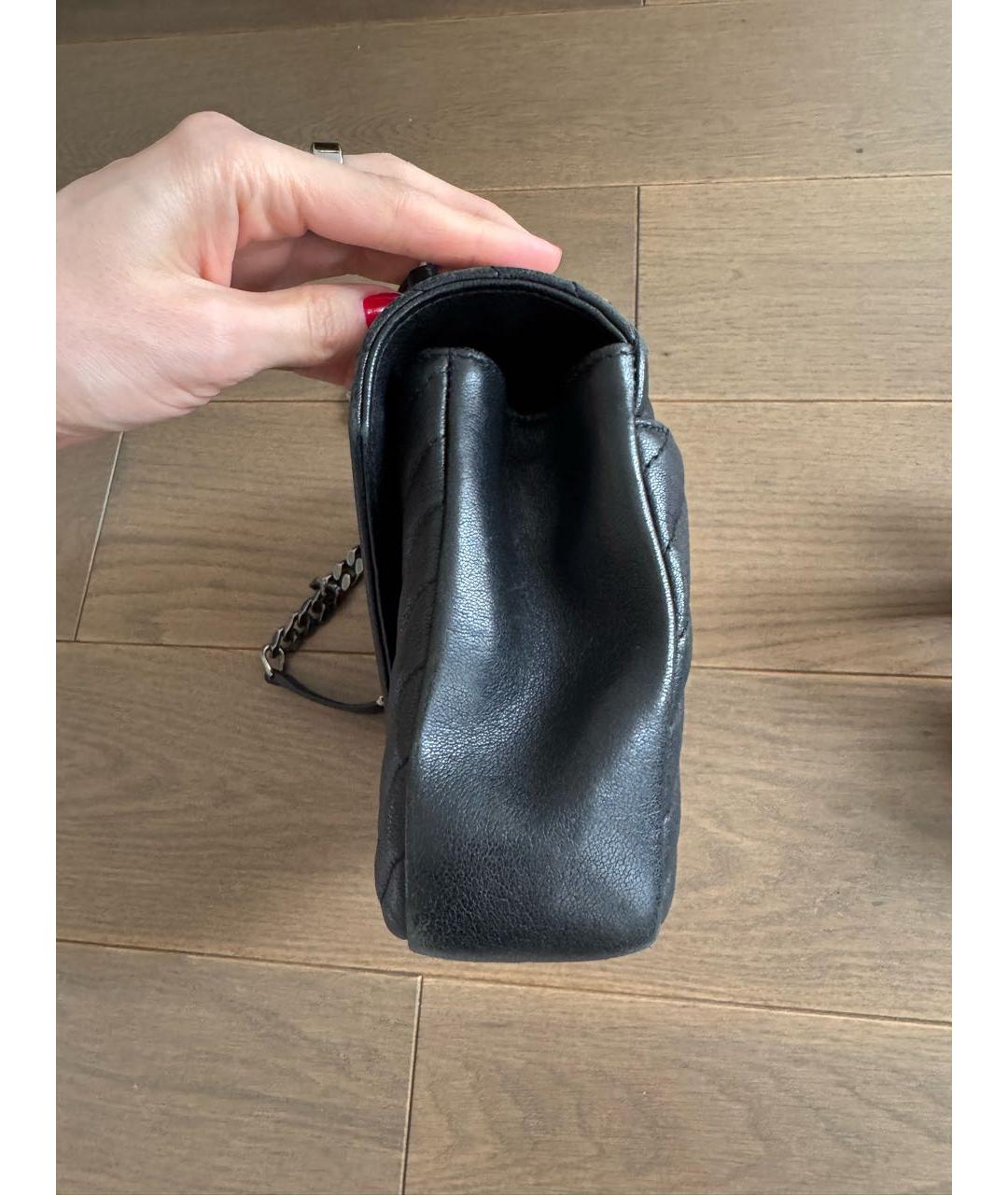 SAINT LAURENT Черная кожаная сумка с короткими ручками, фото 2