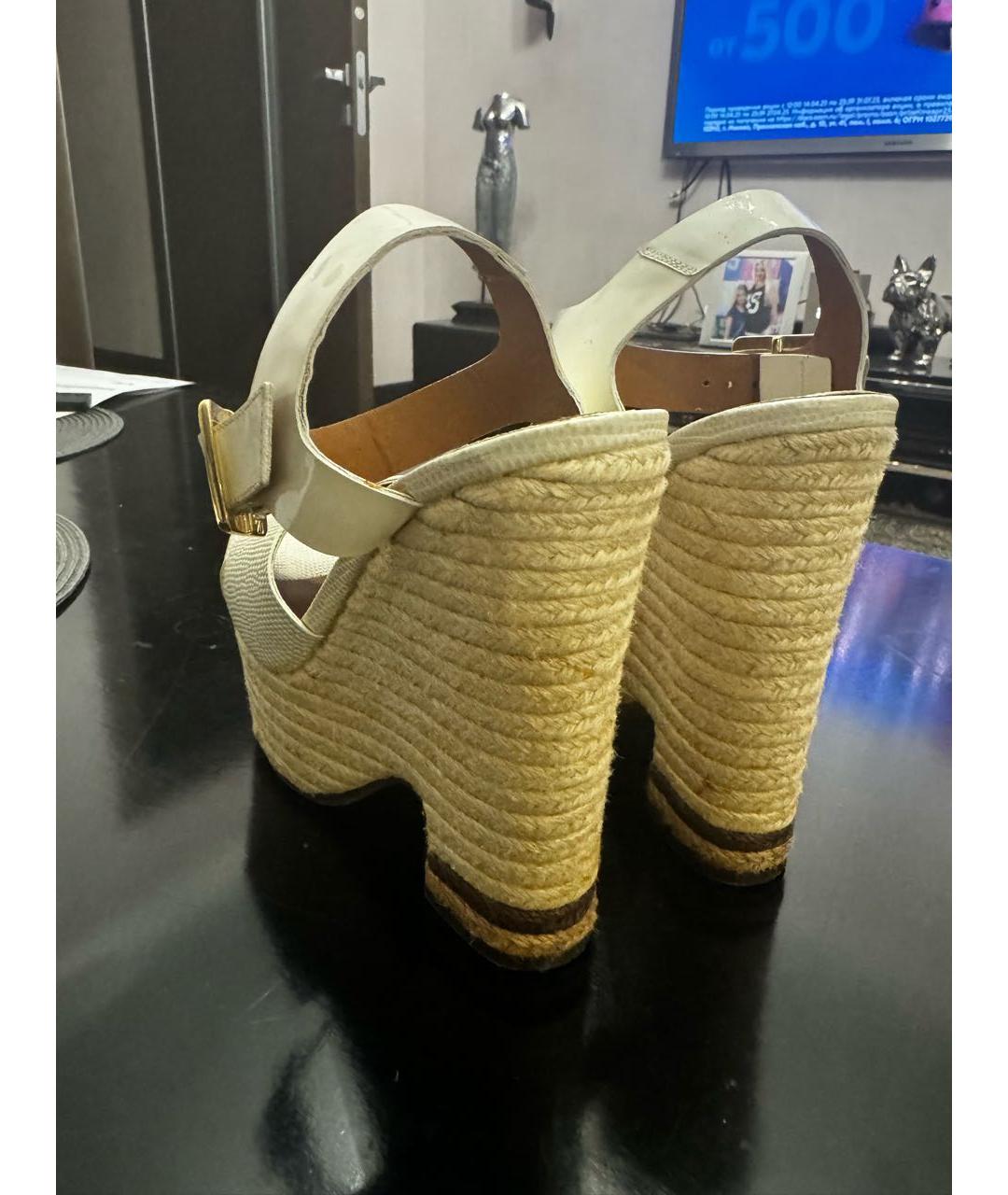 FENDI Белые кожаные босоножки, фото 4