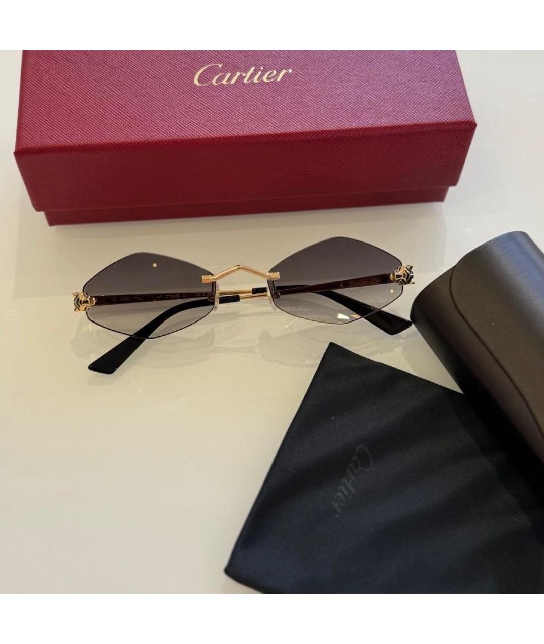 CARTIER Черные металлические солнцезащитные очки, фото 5