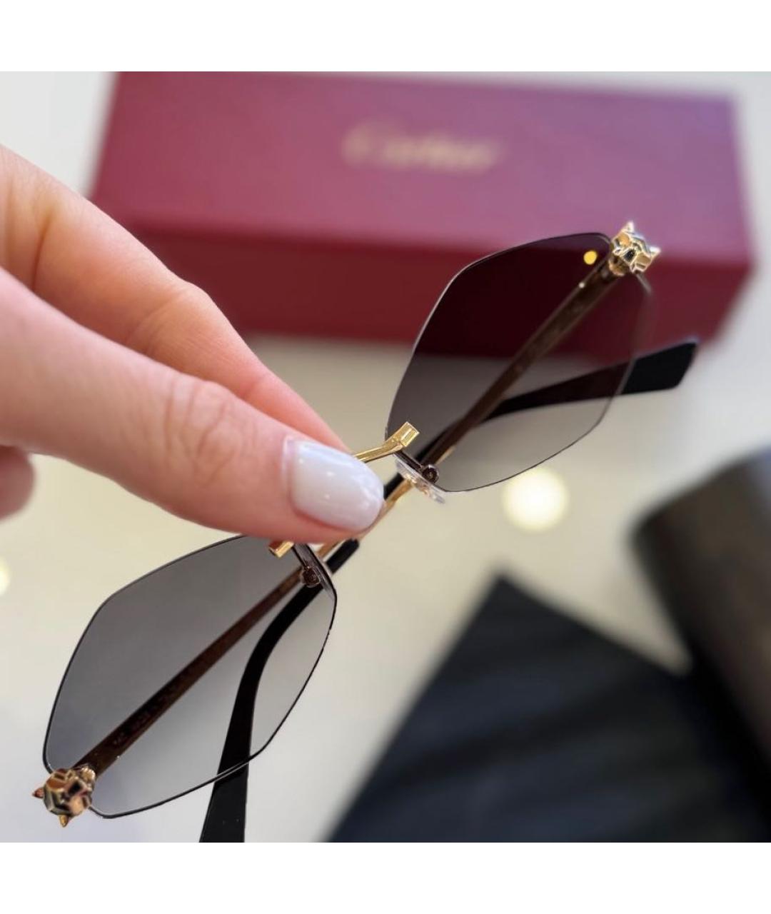 CARTIER Черные металлические солнцезащитные очки, фото 3
