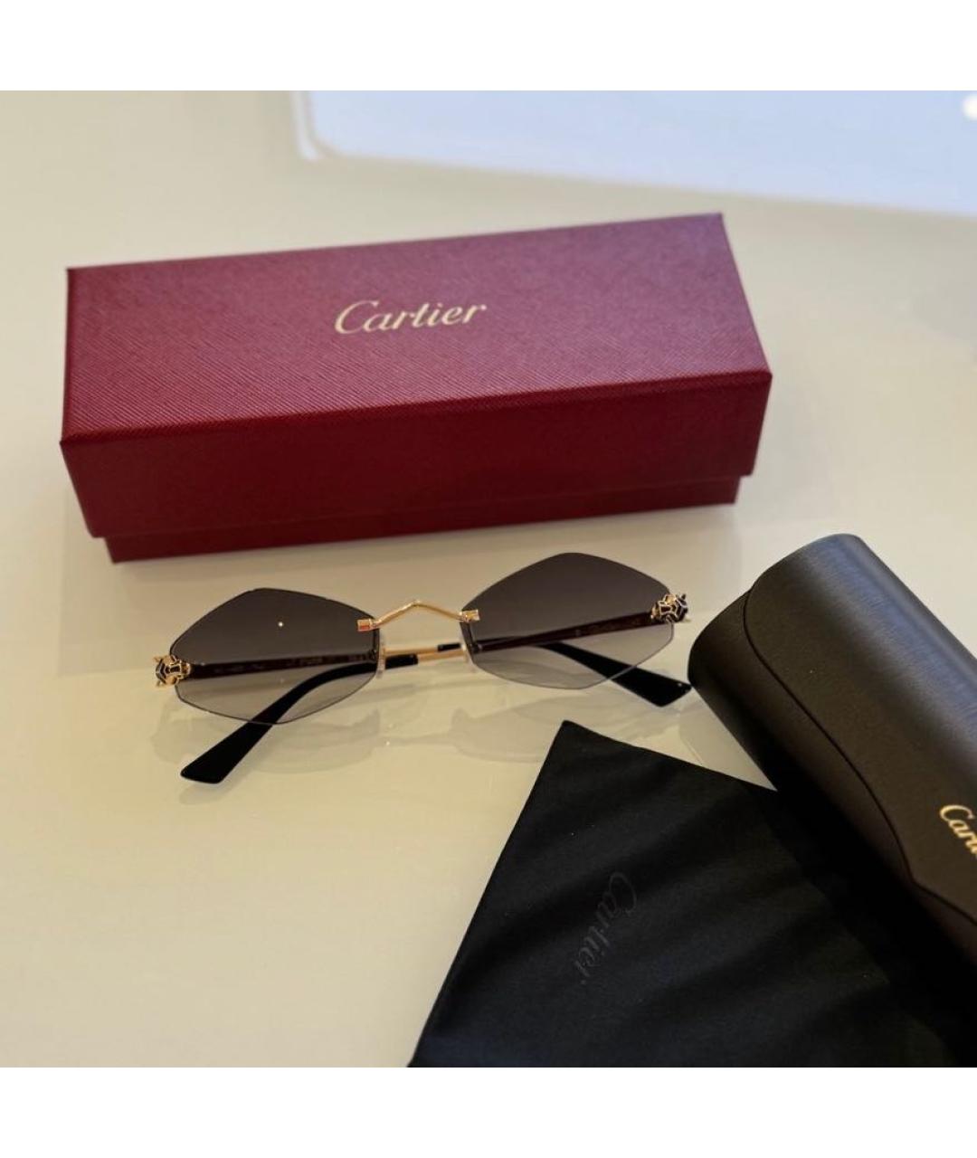CARTIER Черные металлические солнцезащитные очки, фото 2