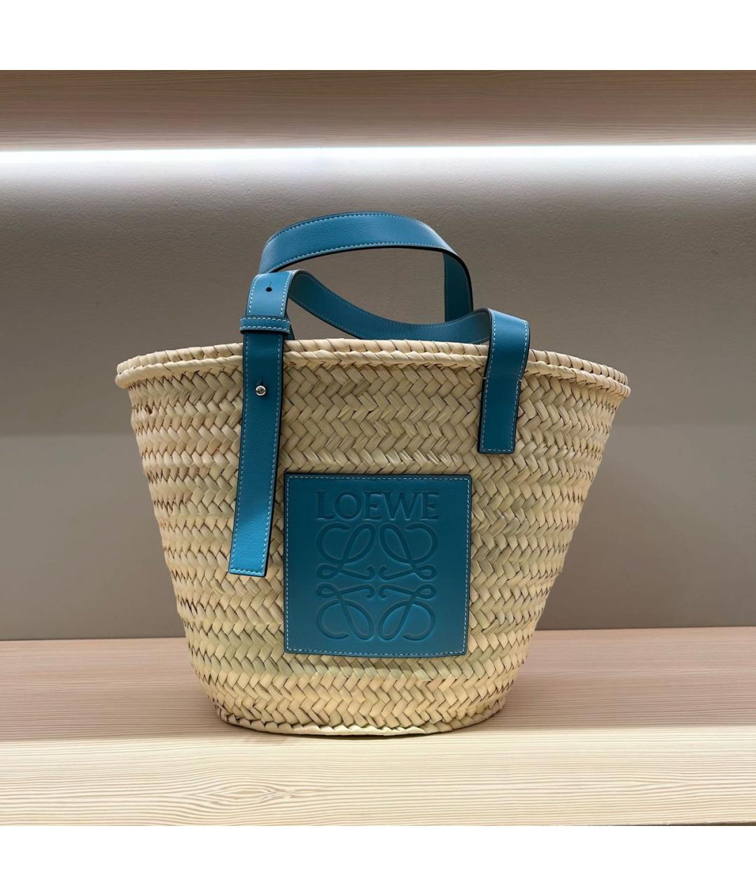 LOEWE Бежевая пелетеная пляжная сумка, фото 3