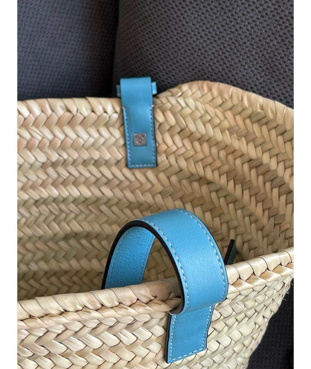 LOEWE Бежевая пелетеная пляжная сумка, фото 5