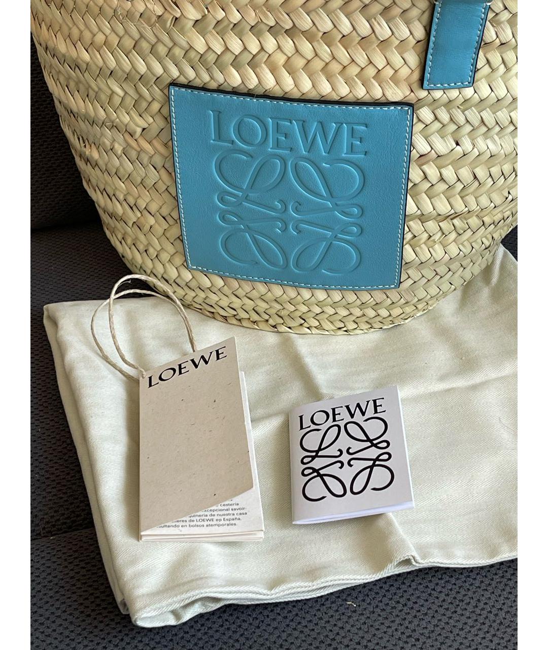 LOEWE Бежевая пелетеная пляжная сумка, фото 2