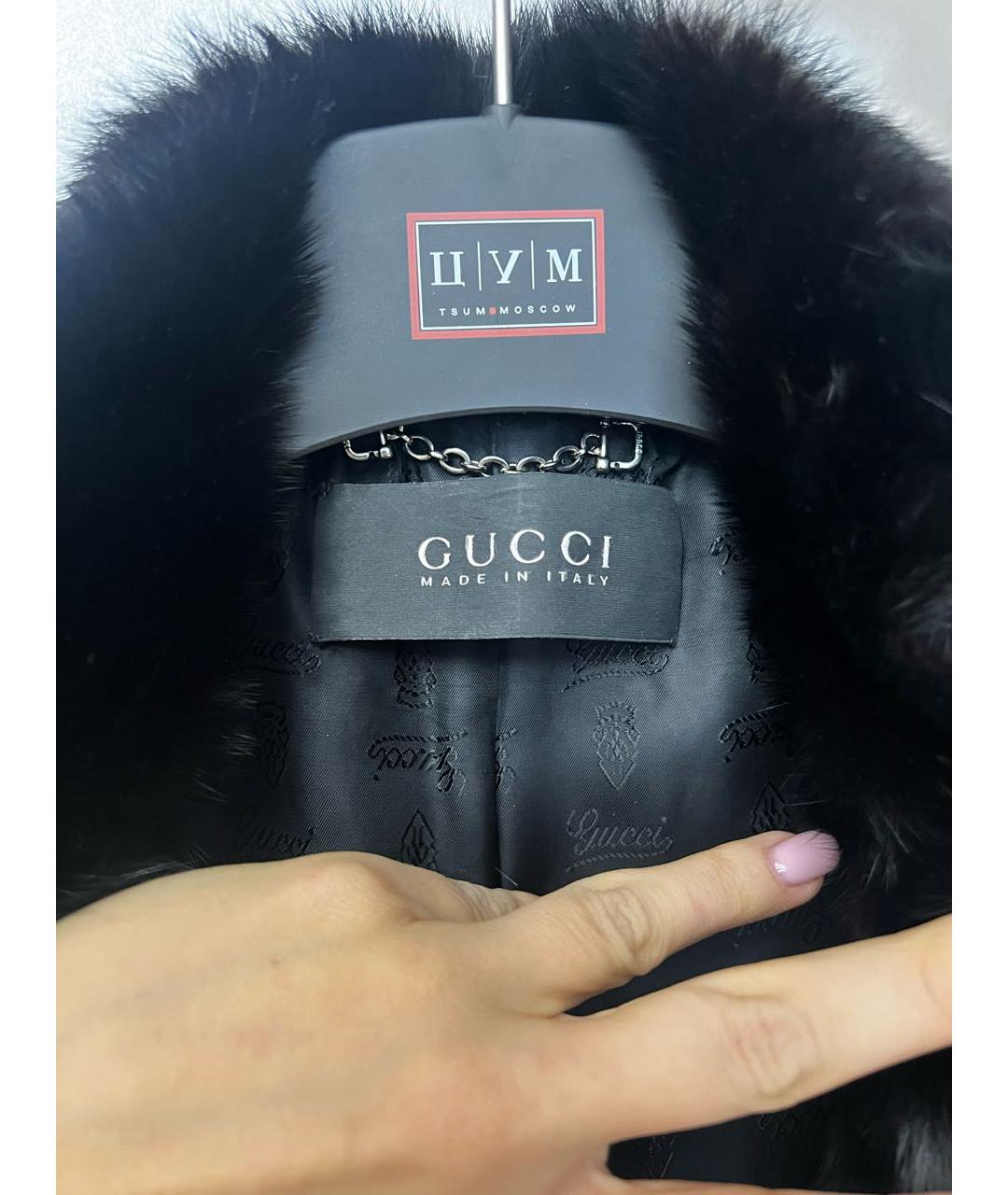 GUCCI Черная меховая шуба, фото 5