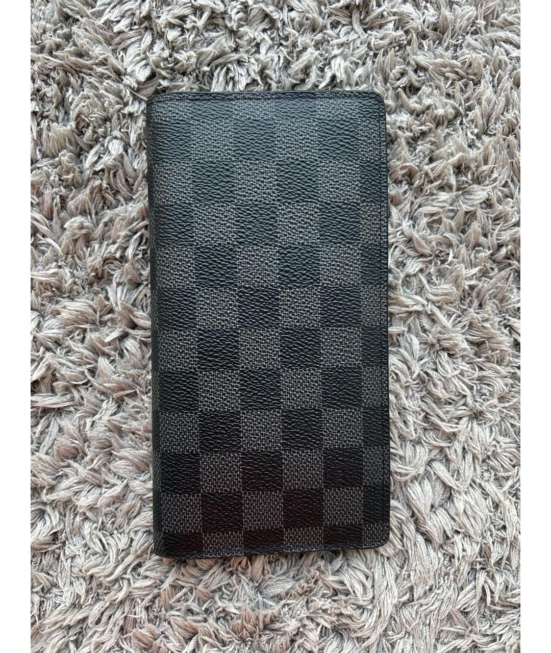 LOUIS VUITTON Черный кожаный кошелек, фото 7