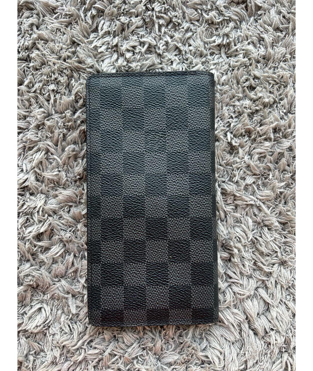 LOUIS VUITTON Черный кожаный кошелек, фото 2