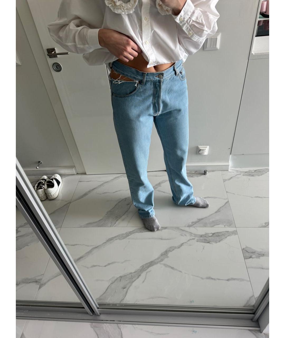 FORTE COUTURE Голубые хлопковые прямые джинсы, фото 5