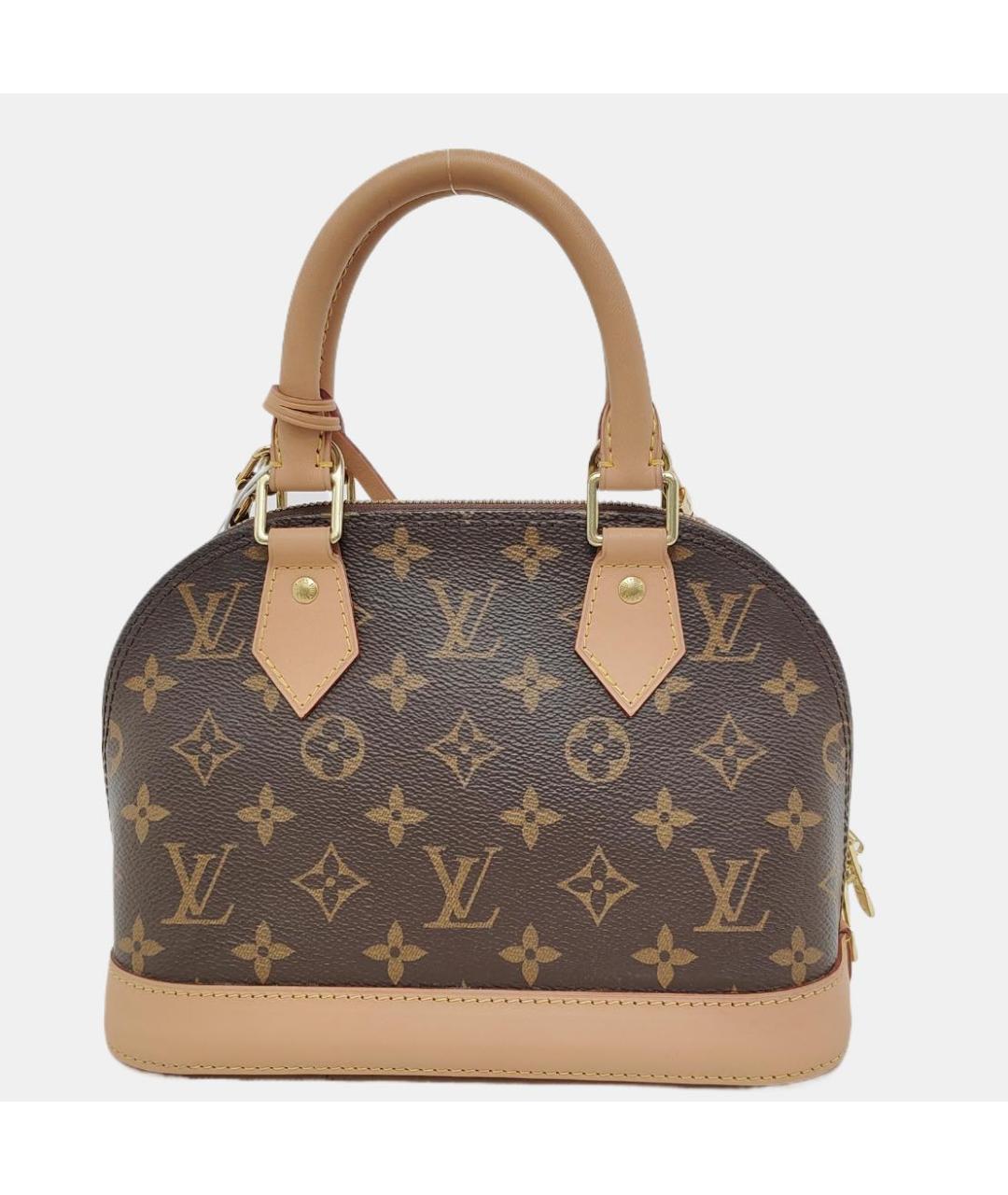 LOUIS VUITTON Коричневая кожаная сумка с короткими ручками, фото 3