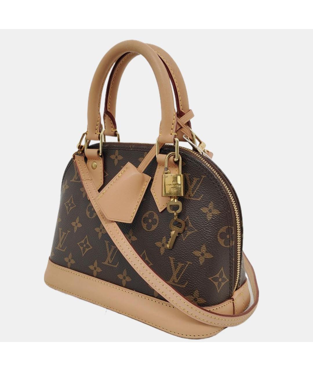 LOUIS VUITTON Коричневая кожаная сумка с короткими ручками, фото 2