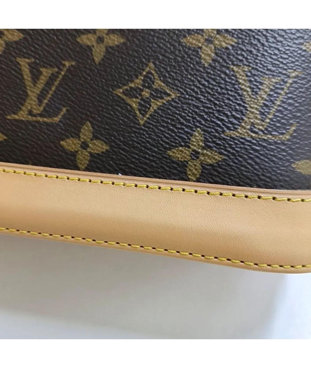 LOUIS VUITTON Коричневая кожаная сумка с короткими ручками, фото 6