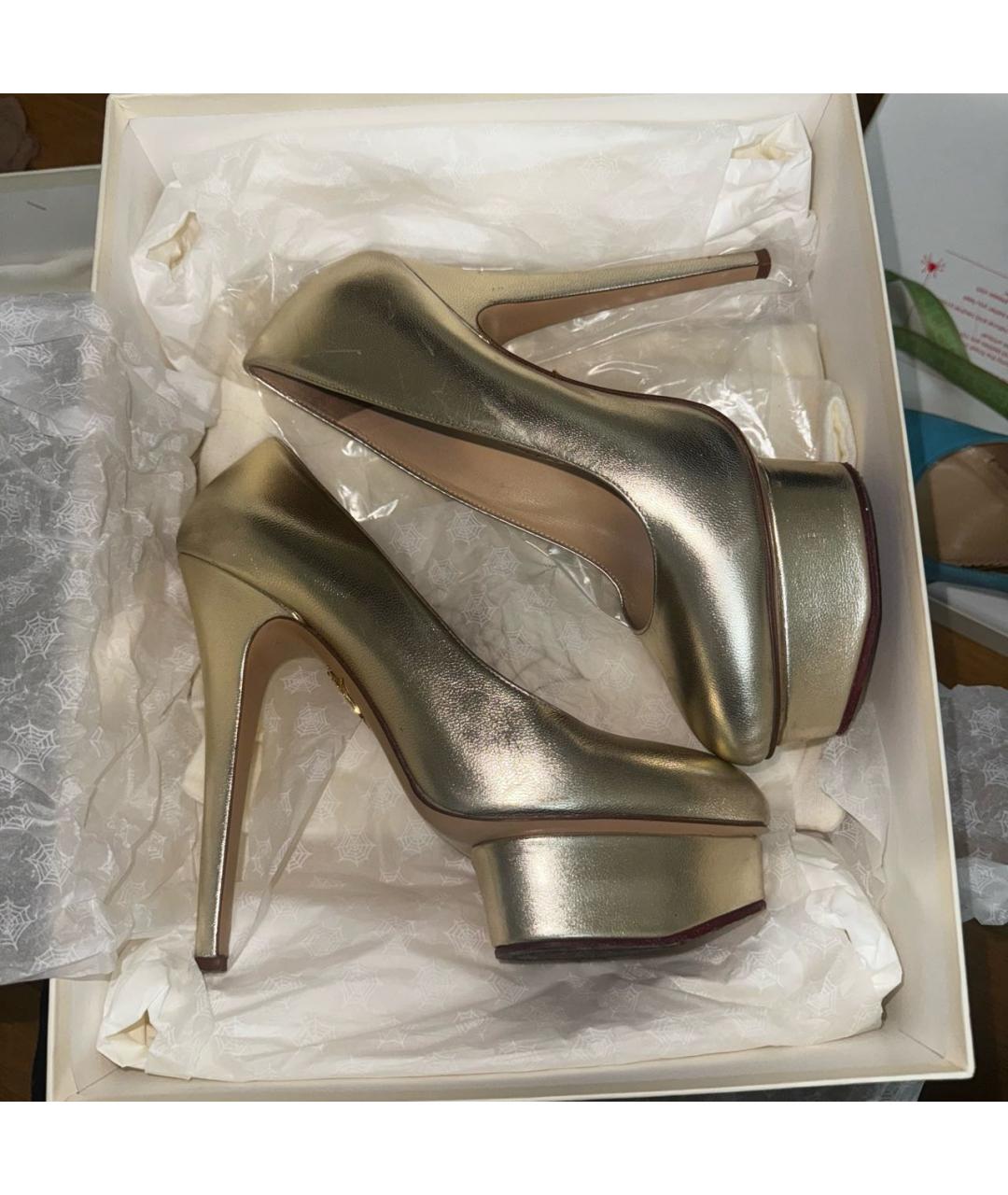 CHARLOTTE OLYMPIA Золотые кожаные туфли, фото 5