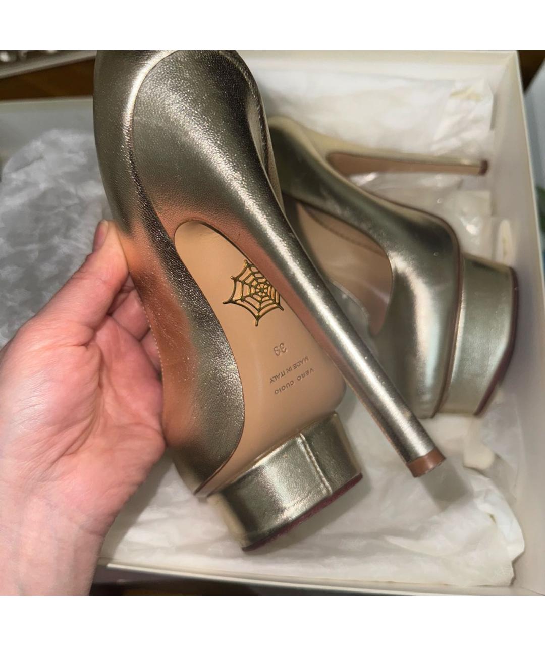CHARLOTTE OLYMPIA Золотые кожаные туфли, фото 3