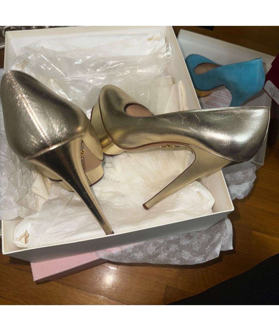 CHARLOTTE OLYMPIA Золотые кожаные туфли, фото 4
