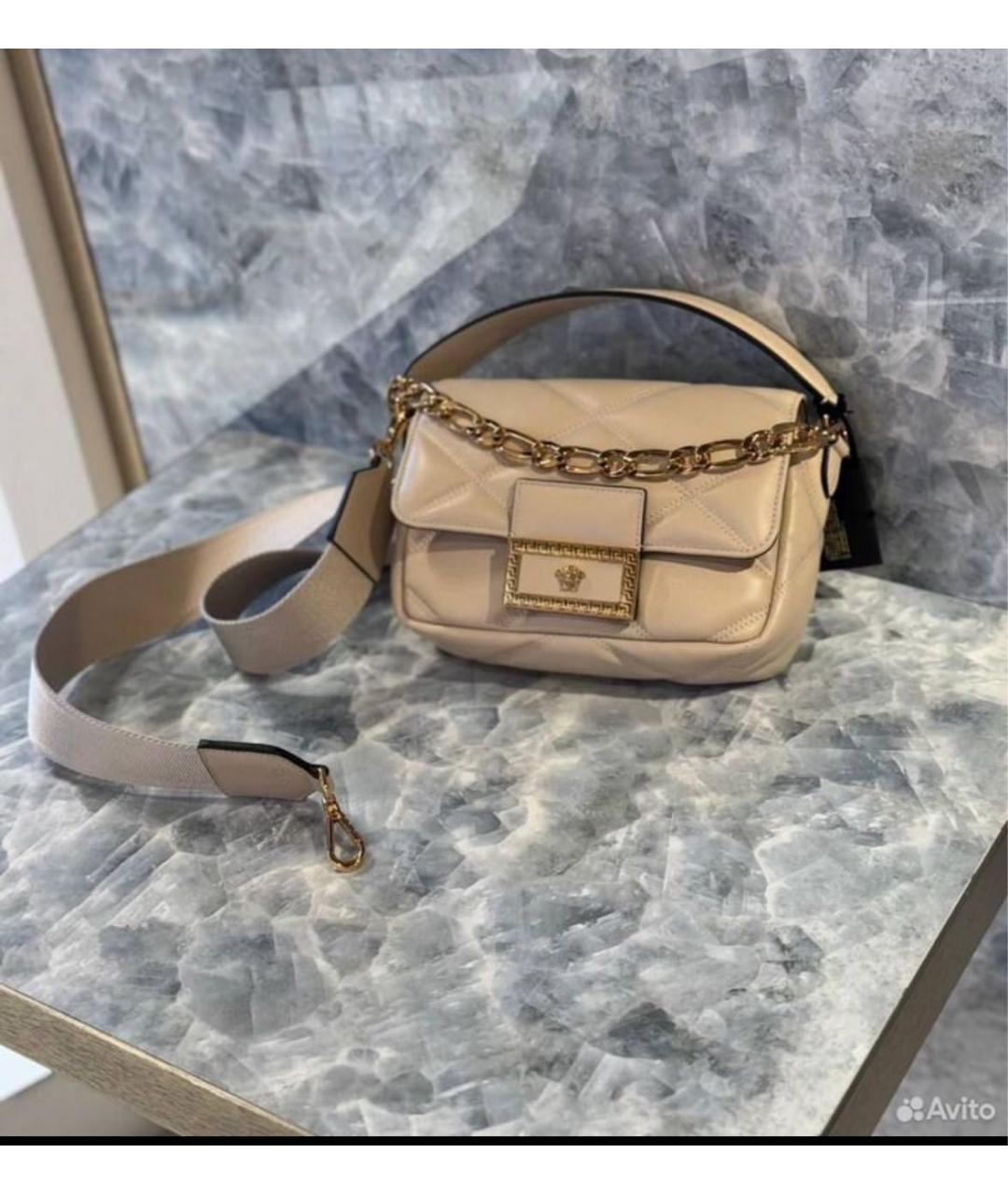 VERSACE Бежевая кожаная сумка через плечо, фото 4