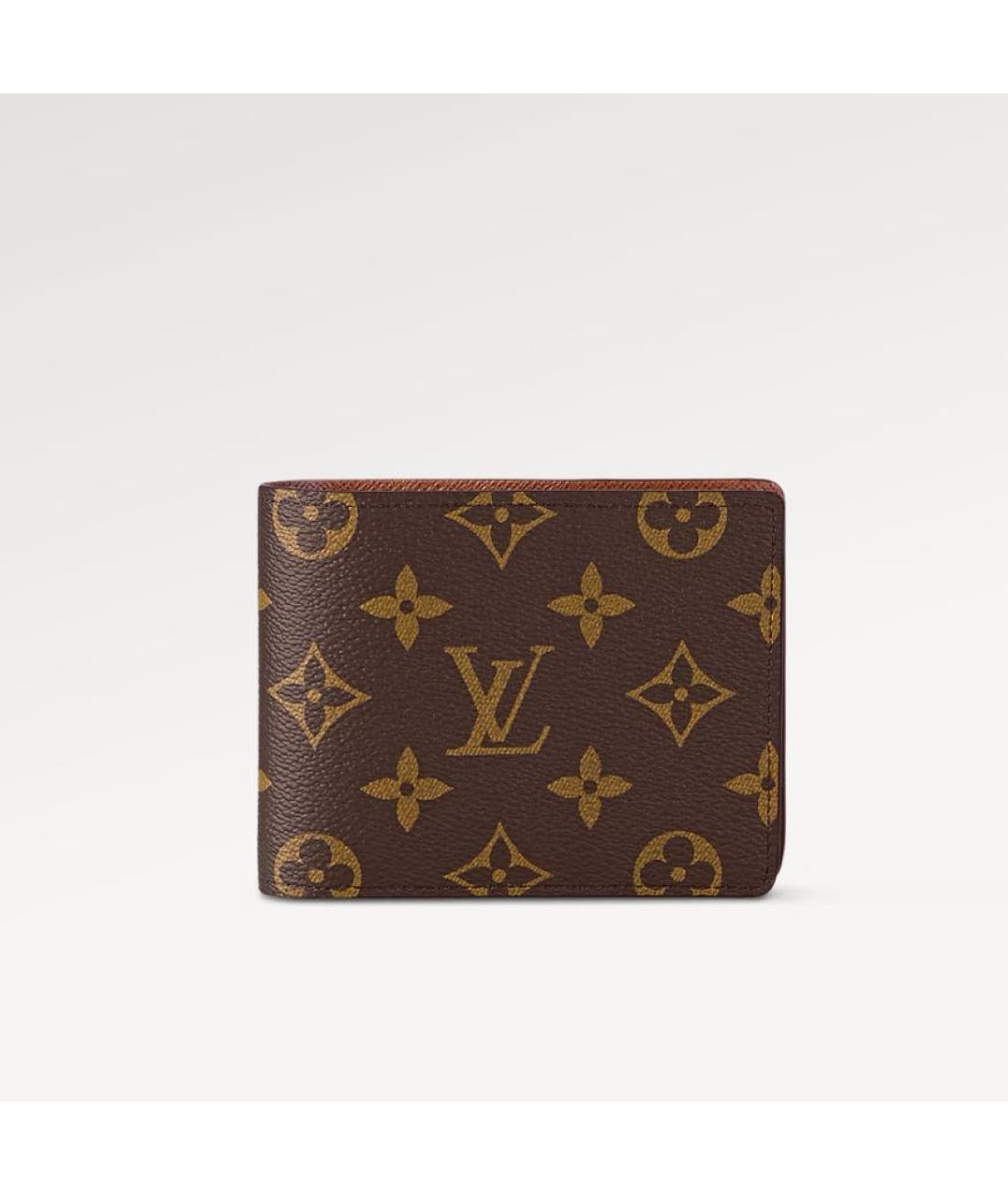 LOUIS VUITTON Коричневый кожаный кошелек, фото 6