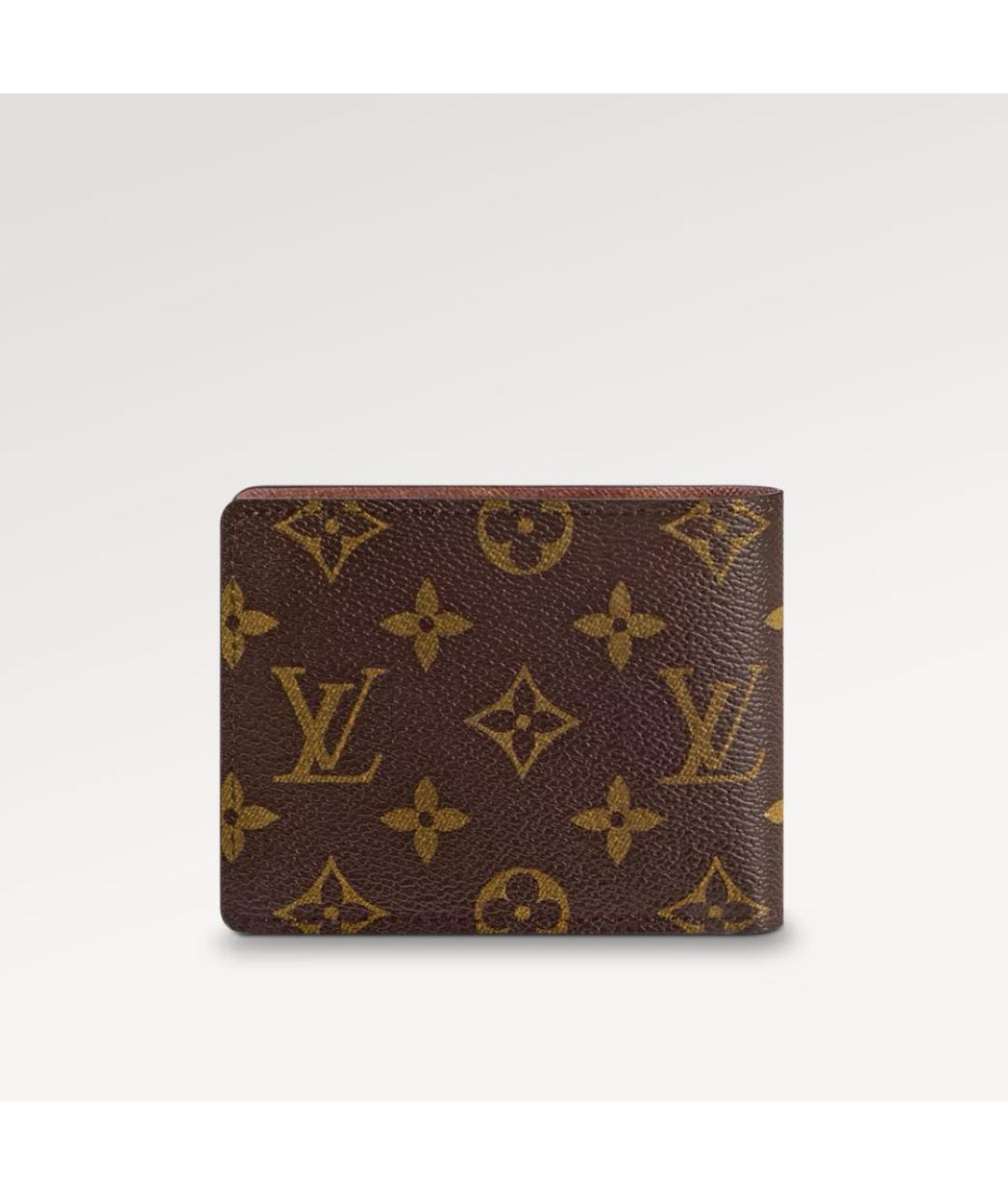 LOUIS VUITTON Коричневый кожаный кошелек, фото 5