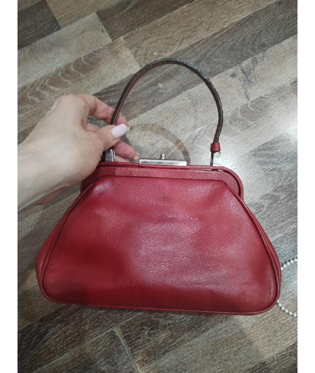 PRADA Красная кожаная сумка с короткими ручками, фото 2