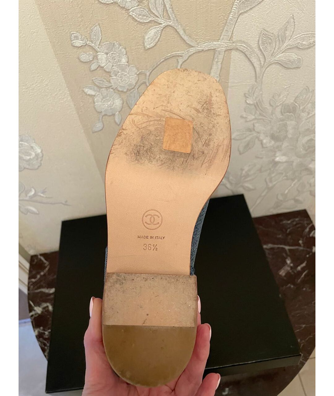 CHANEL Голубые текстильные сапоги, фото 5