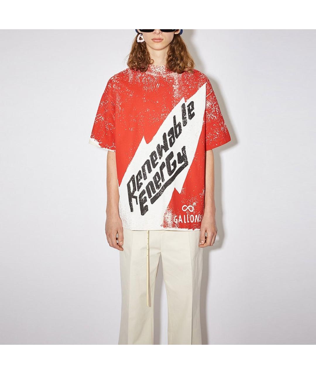 ACNE STUDIOS Красная хлопковая футболка, фото 2