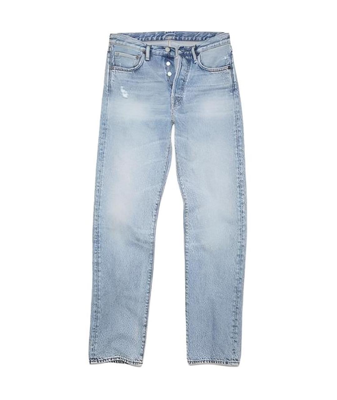 ACNE STUDIOS Голубые хлопковые прямые джинсы, фото 1